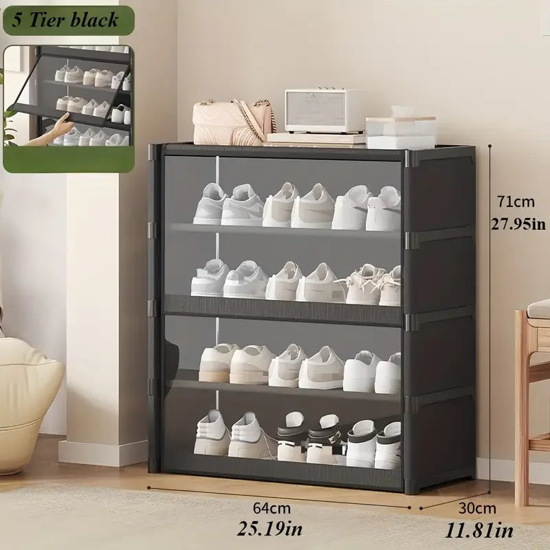 Level 5-9 Dustproof and Transparent Large-Sized Shoe Rack, Shoe Cabinet, Can Accommodate 12-24 Pairs of Shoes Shoe Rack Organizer, Shoe Cabinet, Closed Shelves, Shoe Rack Support, Suitable for Garage, Bedroom, Living Room Sho