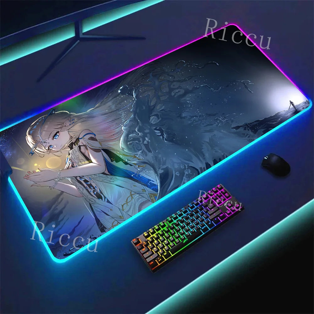 RGB HD Cartethyia Wuthering Waves MousePad Game Laptop Play Mat Extra Large Kawaii Non-slip MousePad Gaming Accessories E-Sports