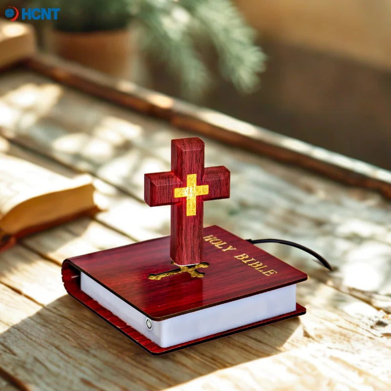 Levitating Cross Lamp Bible Floating Cross Night Light with Colorful Magnetic Levitation Christian Gift Spiritual Home Decor
