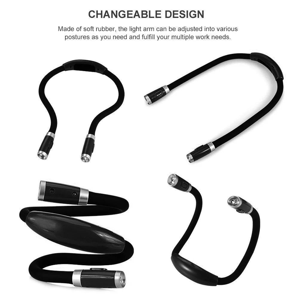 Reading in Bed Bendable Book Lights Neck Lamp with 4 LED Lights Adjustable Brightness Perfect for Sewing and Knitting