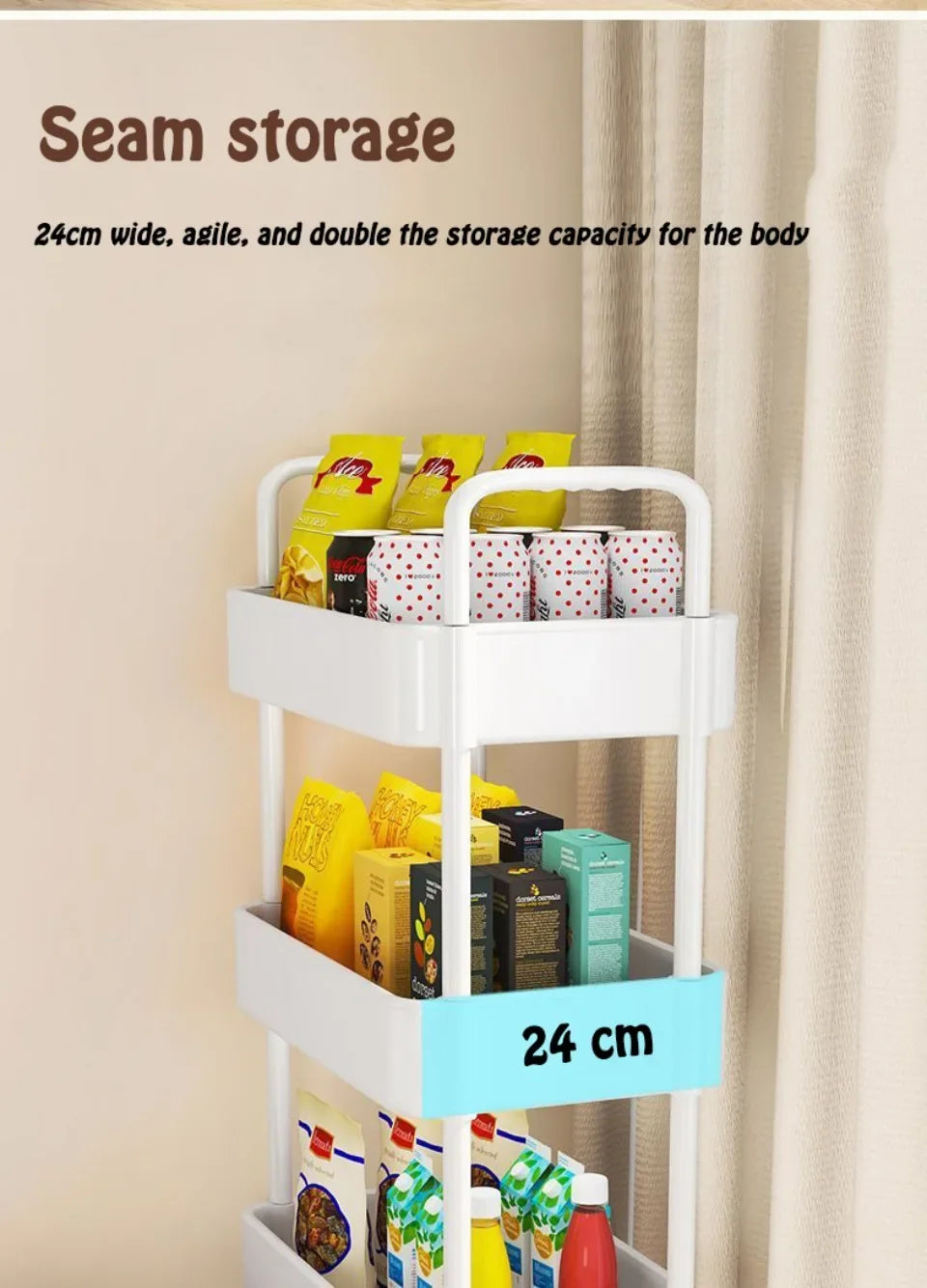 Kitchen Storage Trolley Mobile Bathroom Gap Shelf Rotatable Toys Shelves Snacks Organizer Rack Large Capacity Bookshelf Cart
