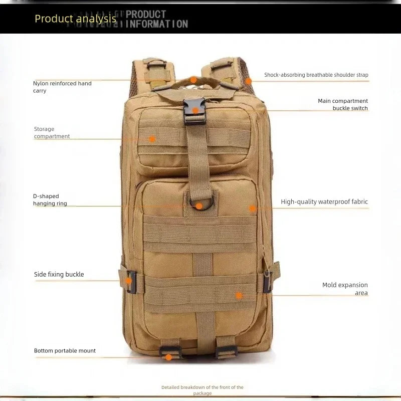 Outdoor hiking backpack, wilderness exploration backpack, camping backpack, climbing tool backpack, mountain climbing travel bac