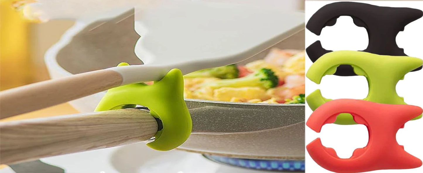 1PC Silicone Spatula Holder Portable Antioverflow Pot Lid Clip Anti-scalding Spoon Holder Kitchen Universal Spatula Bracket Clip