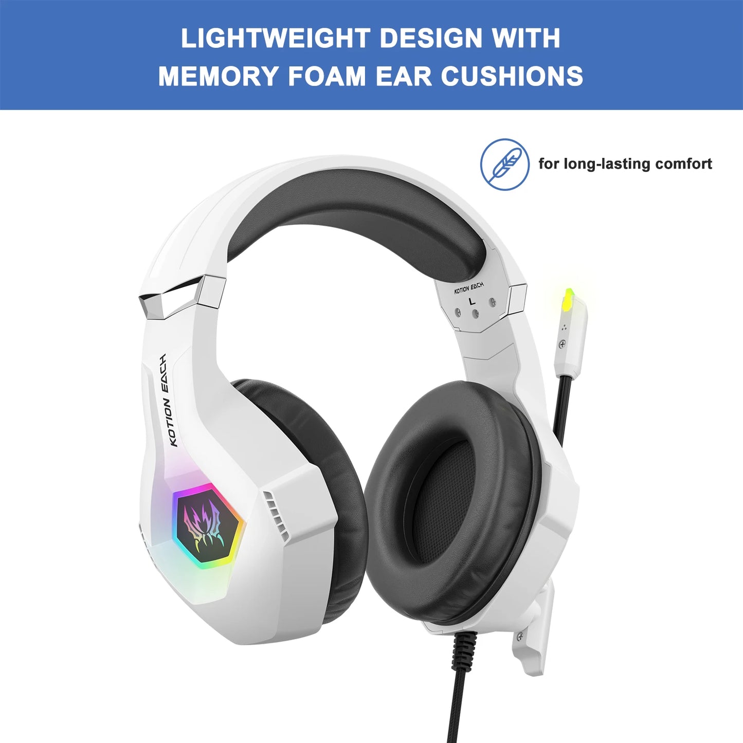 RGB Wired Gaming Headset with Noise Cancelling Mic for PC PS4 PS5 Xbox - over Ear Design Surround Sound Gaming Headphones