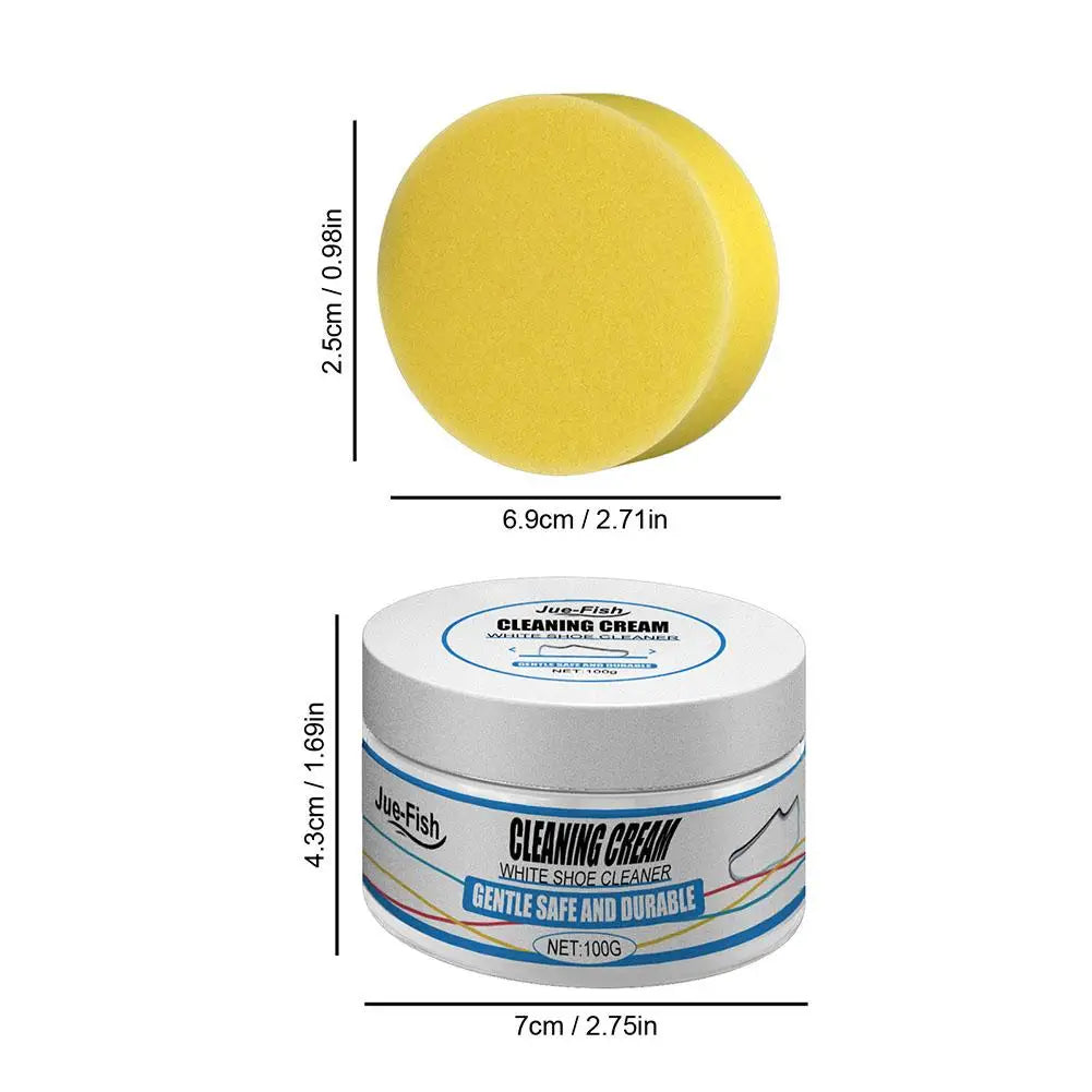 White Shoes Cleaning Cream With Wipe Sponge Stains Remover Shoes Whitening All-Purpose Cleansing Cream For Shoes Sneakers