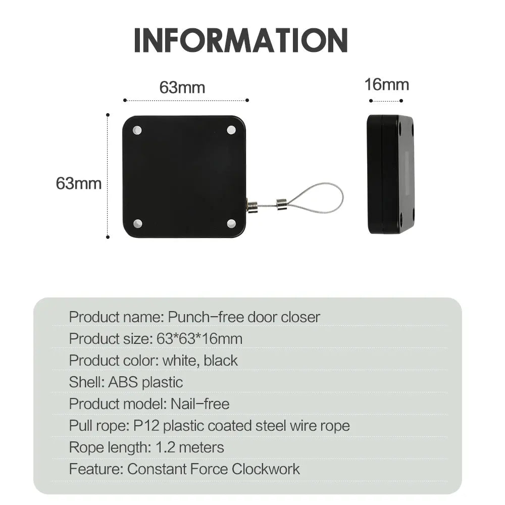 Automatic Door Closer Punch-Free Soft Close Door Closers For Sliding Door Glass Door 500g Tension Closing Device Door Hardware