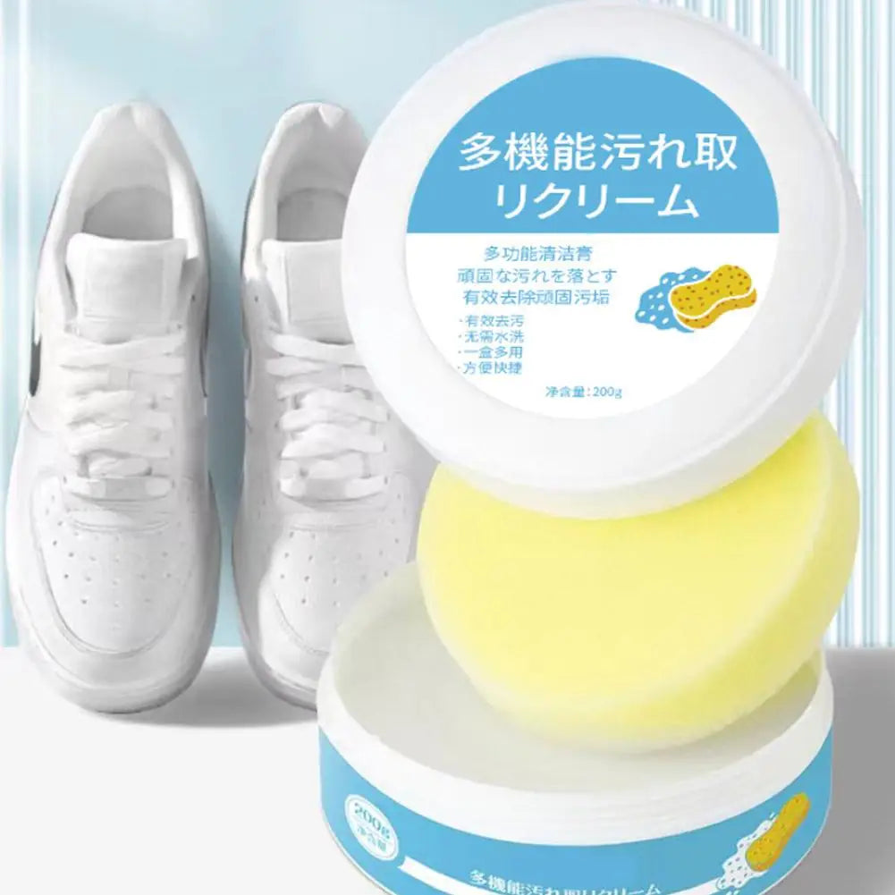 White Shoes Cleaning Cream Stains Remover Shoes Whitening All-Purpose Cleansing Cream With Wipe Sponge For Shoes Sneakers