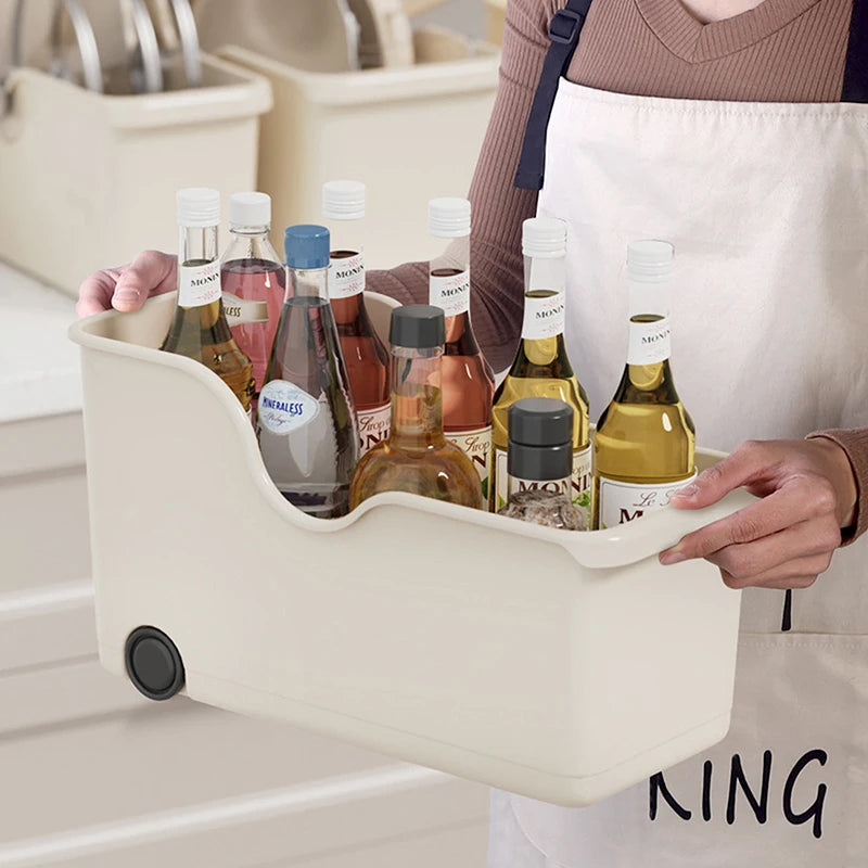 Kitchen Closet Organizer Make Up Organizer Sundries Storage Case with Wheels Seasoning Bottle Storage Container