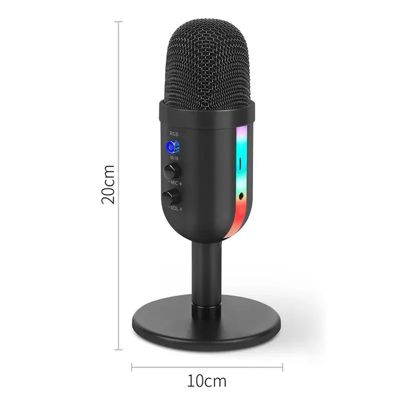 ABGI-RGB Gaming Microphone For PC Computer Recording USB Condenser Microphone Podcasters Be Influencers Gamers Studio Mic Easy T