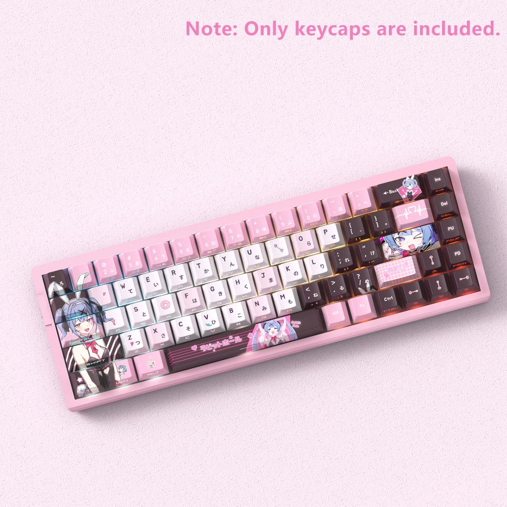 74/129 key is a combination of powder, white and brown colors. It has a Japanese anime style and is made of PBT material