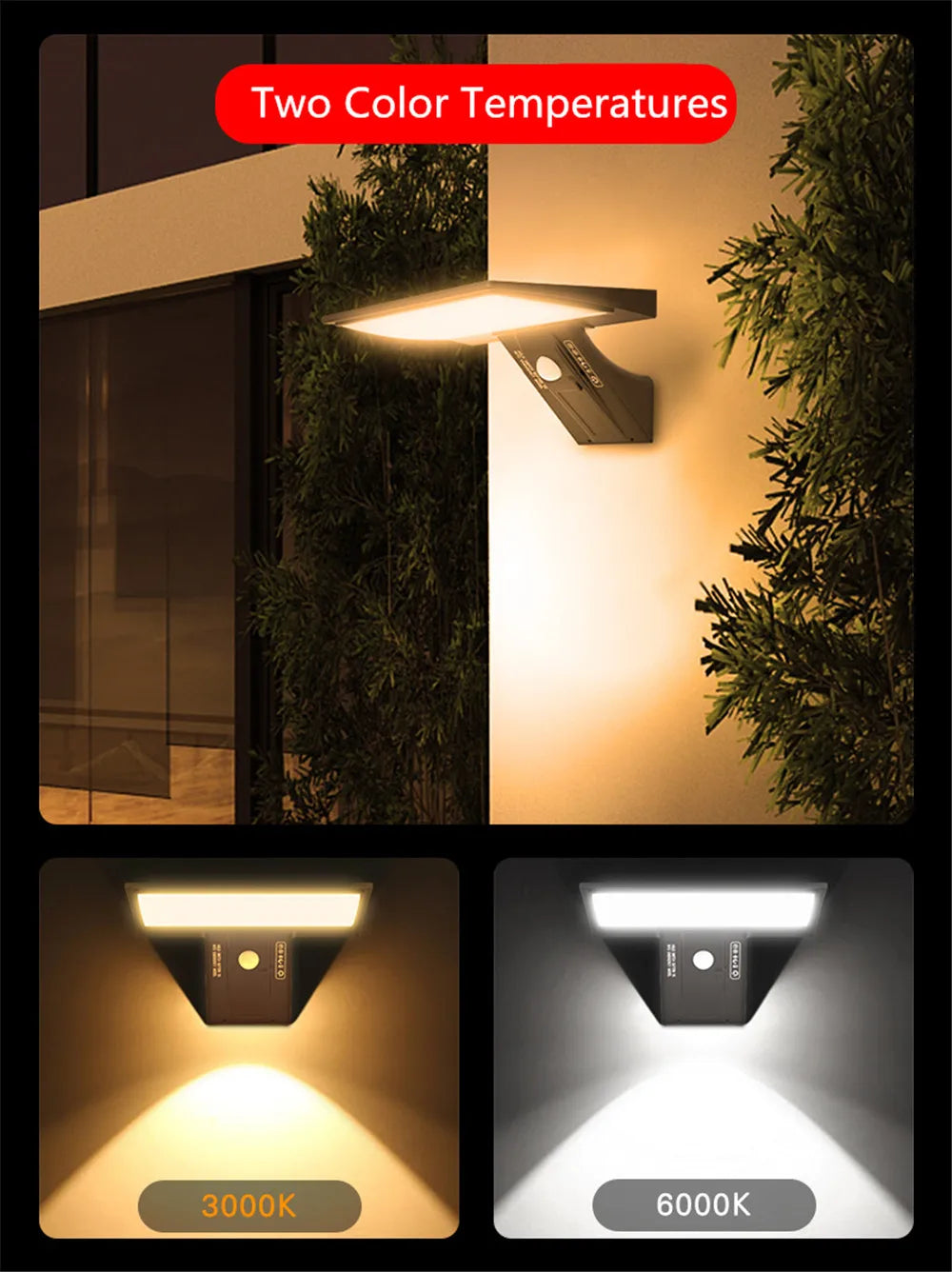 Solar Security Lights Solar Flood Lights Outdoor Waterproof with Motion Sensor 4 Modes 90 LEDs Wall Lights for Porch Yard Garden