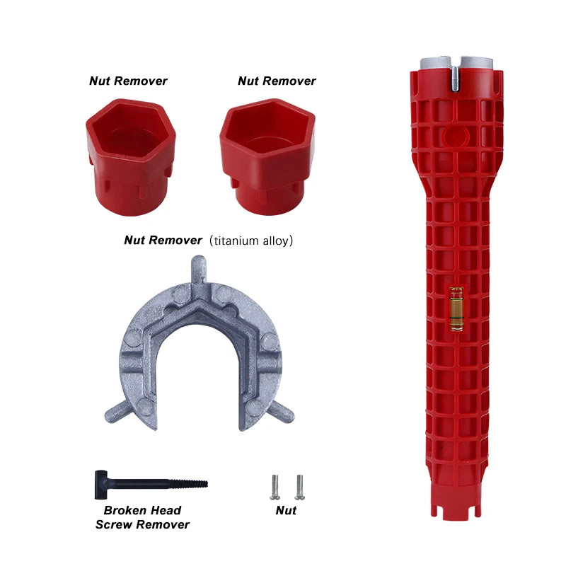 14 in 1 Sink Faucet Wrench Multifunction Pipe Wrench Anti-Slip Handle Double Head Wrench For Kitchen Bathroom Water Pipe Repair