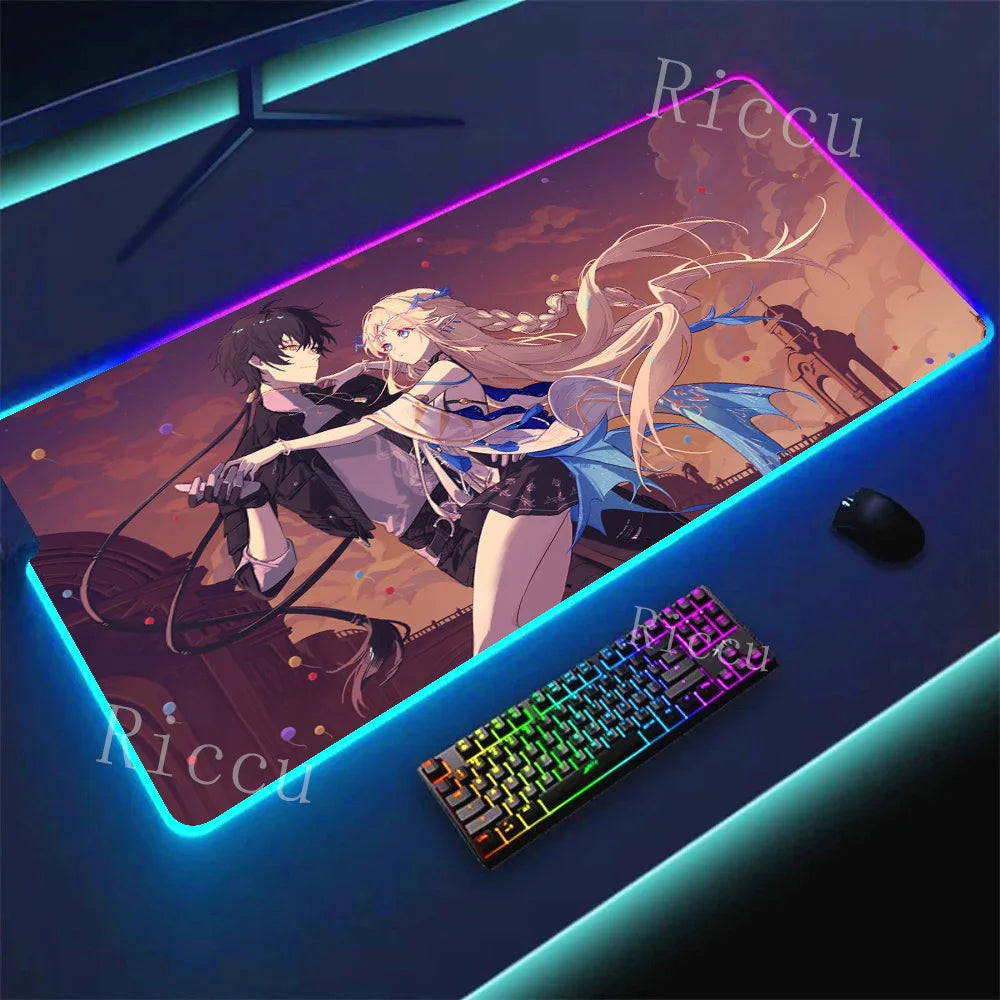 RGB HD Cartethyia Wuthering Waves MousePad Game Laptop Play Mat Extra Large Kawaii Non-slip MousePad Gaming Accessories E-Sports