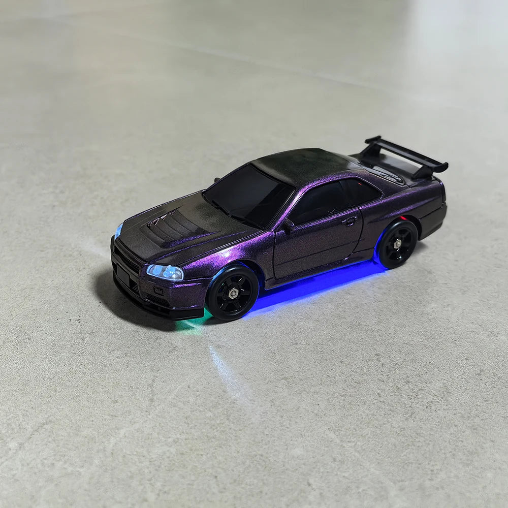 1/43 HB-RP43 RC Drift Car with DIY White Body Shell & Extra Tires 2.4G 4WD ESP Gyro Stabilization Full Proportional Control Car