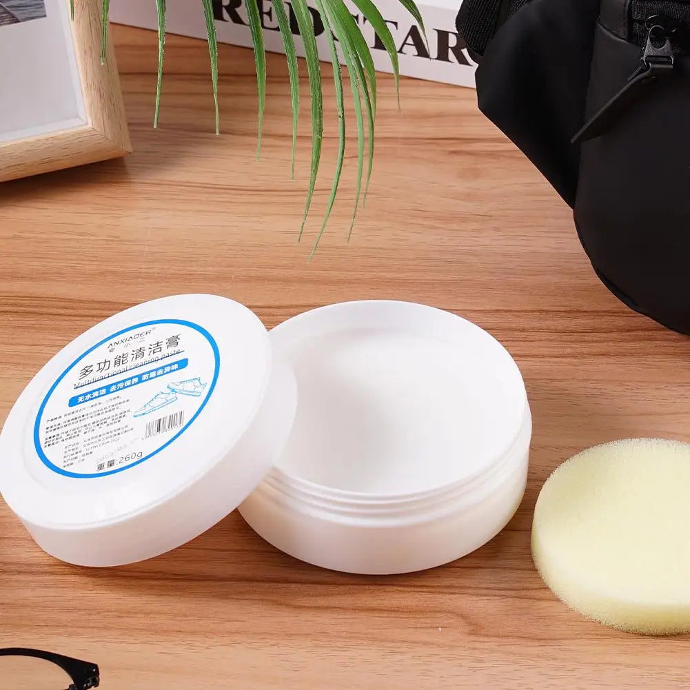 White Shoes Cleaning Cream Stains Remover Shoes Whitening All-Purpose Cleansing Cream With Wipe Sponge For Shoes Sneakers