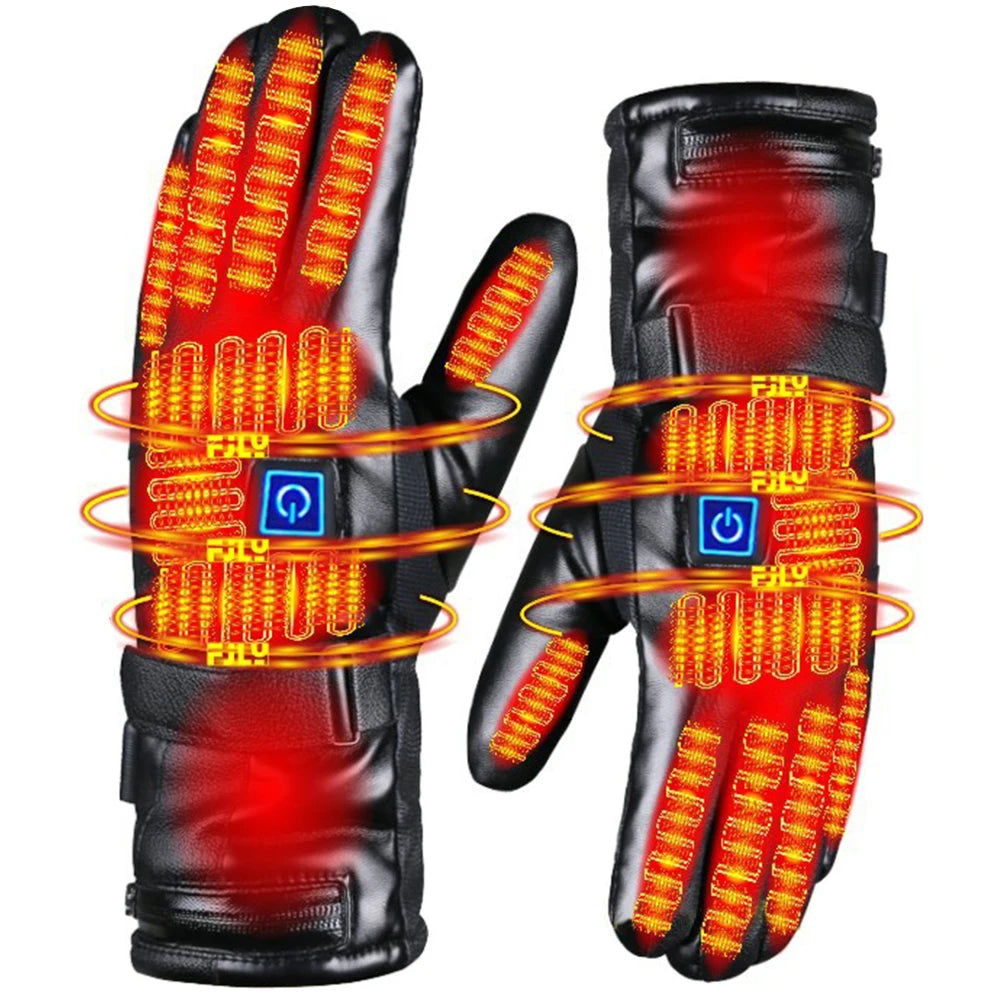 Motorcycle Heated Gloves Thermal Heat Gloves Winter Warm Skiing Motorcycle Bicycle Fishing Waterproof Heated Rechargeable Gloves