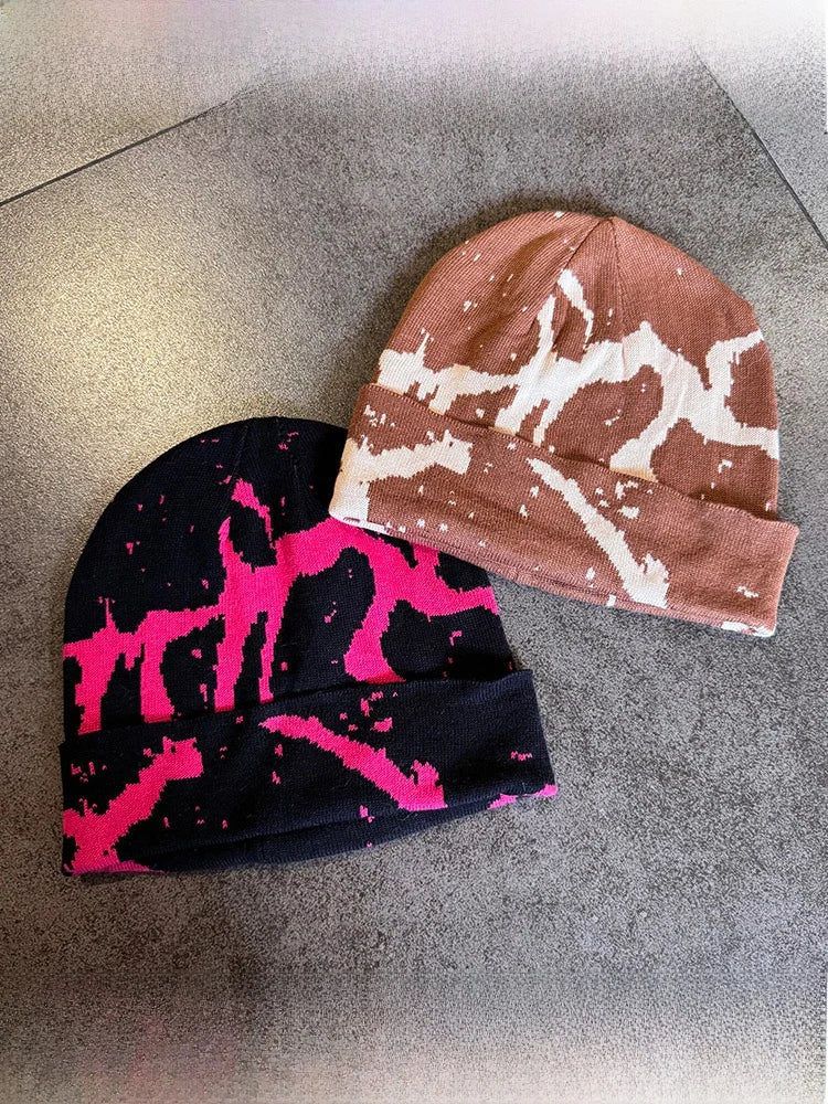 Thiened Cotton Knitted Hat Street Sle Hip Hop Pattern ex Autumn Winter Warm Cap Spring Summer Travel Versatile Cap