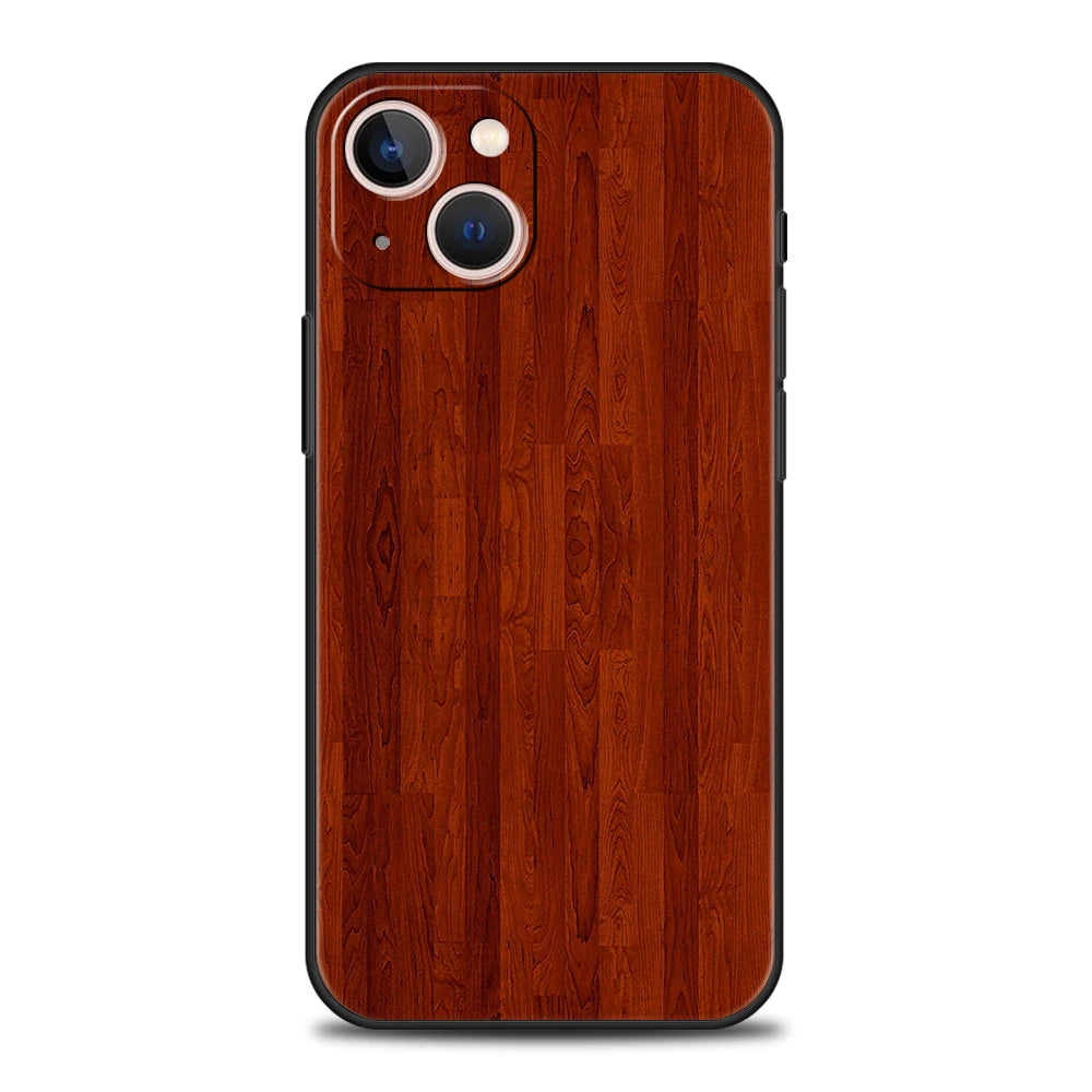 Carved Wood Phone Case Cover for iPhone 16 15 14 13 12 Pro Max XR XS X 11 7 8 Plus Shockproof Silicone Soft Shell Capas Coque