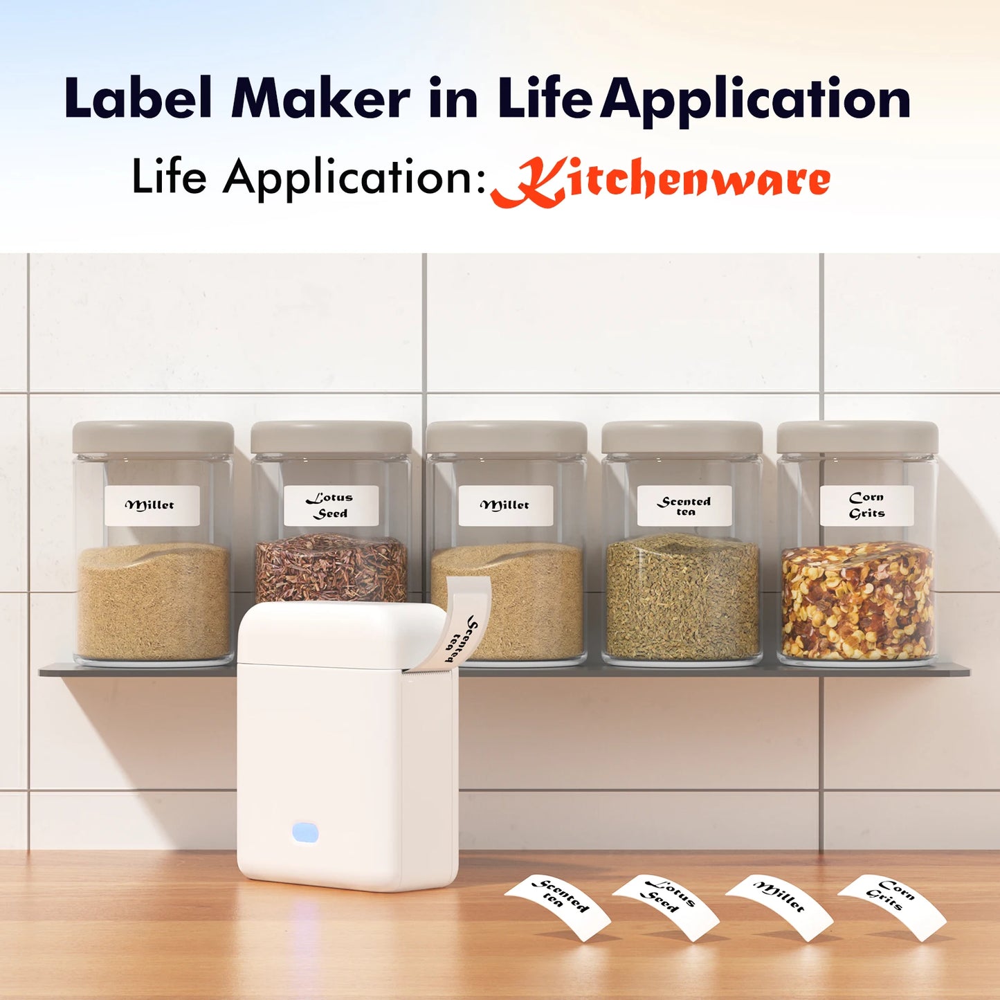 Mini Label Printer， Portable Thermal Printer ，Self-Adhesive Sticker Labeling Machine， Wireless Bluetooth，Inkless Printer