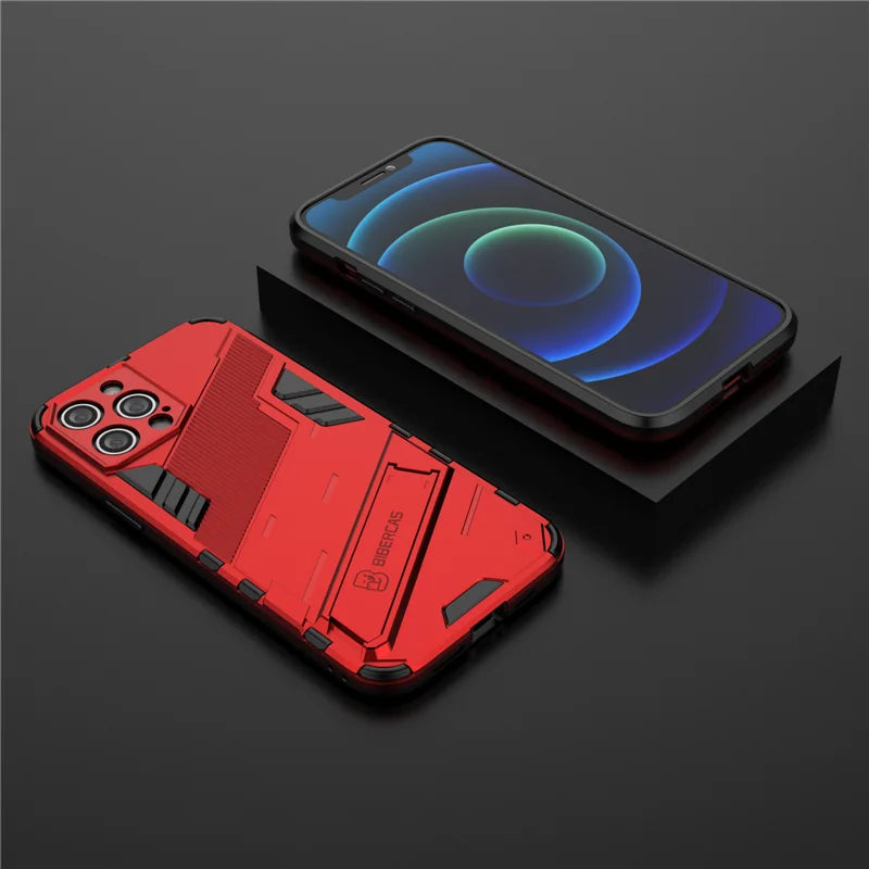 Armor Cyber Shockproof Case For iPhone 17 Air  12 13 Mini 14 15 16 Pro XR XS Max X 11 Pro Max 7 8 16 Plus Stand Holder Cover