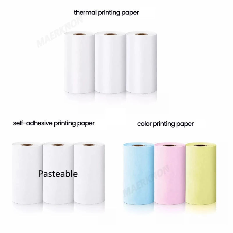 Mini Thermal Printer Paper - Colorful Self-Adhesive 57mm Label Stickers for Bluetooth Inkless Photo Printer