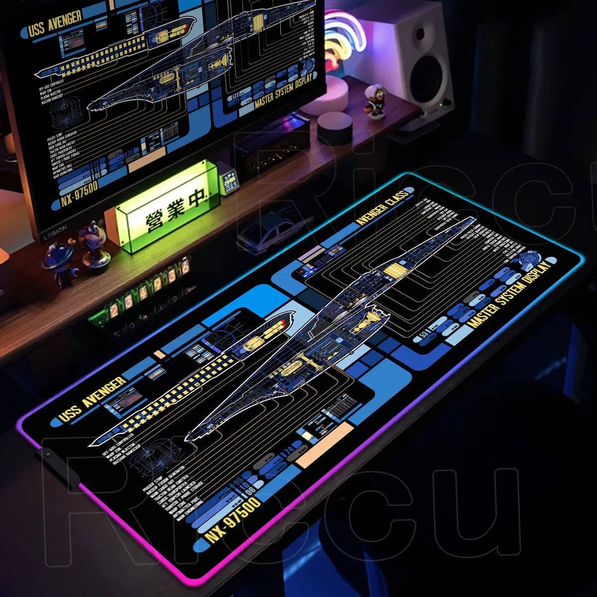 RGB Pc Gamer S-Star Treks Keyboard Expansion Mouse Pad LED Glowing Mat Rubber Backlight Gaming Computer Laptop Home Office Setup