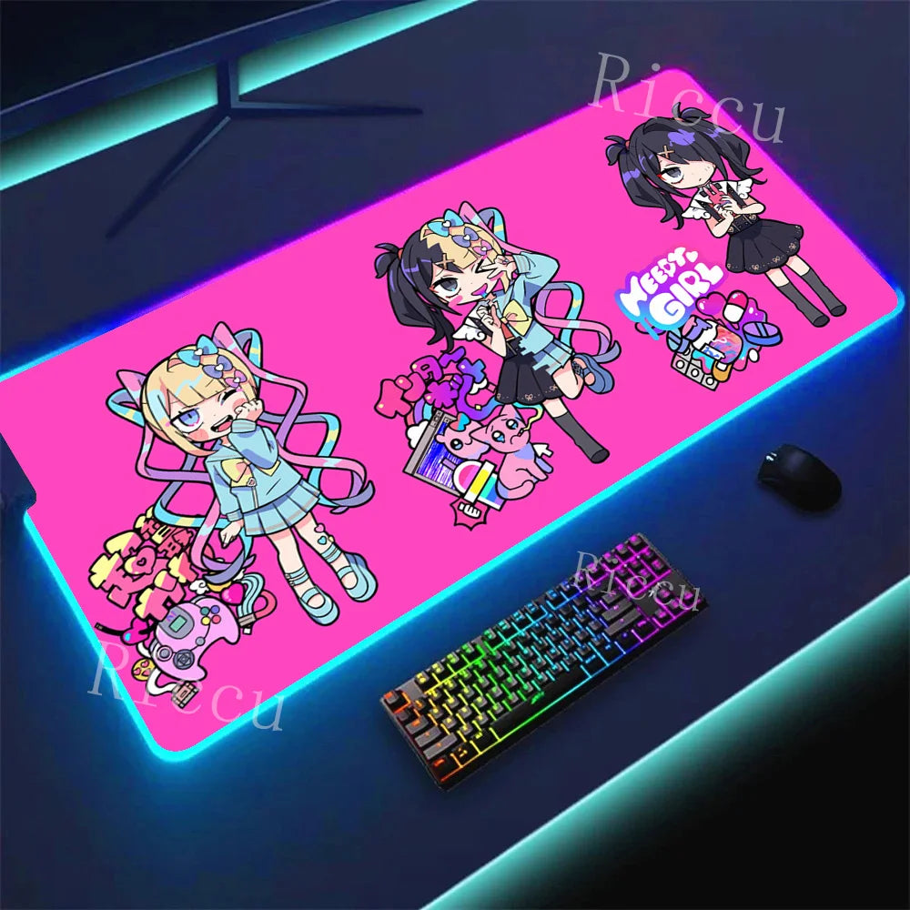 RGB HD Needy Girl Overdose MousePad Gamer Desk Mat Large Mousepad Compute Deskpad Art Gaming Mouse Mats Pc Company Pads E-Sports