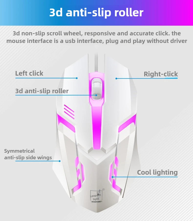 Gamer Keyboard And Mouse Combo Set RGB LED 104-Key Wired Gaming Keyboard Mouse Set for Notebook Laptop Desktop PC Tablet