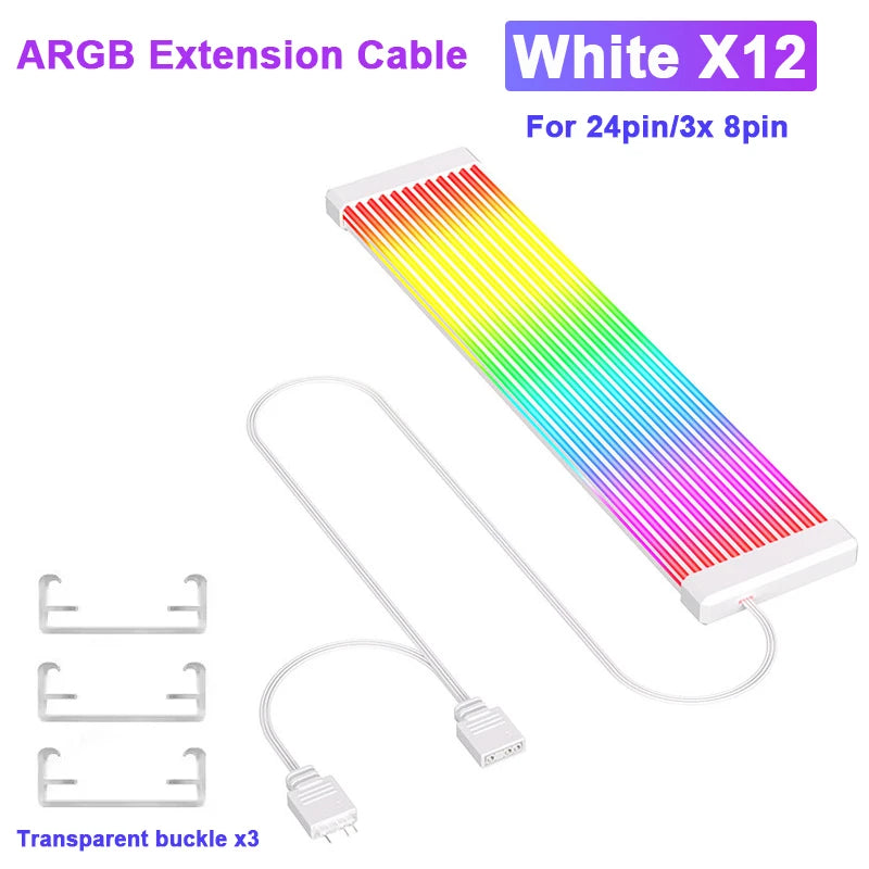 Zezzio ARGB Light Strip Neon Line PC Case Decoration 8Pin Graphics Card 24Pin Motherboard Luminous DIY RGB Computer Lamp Strip