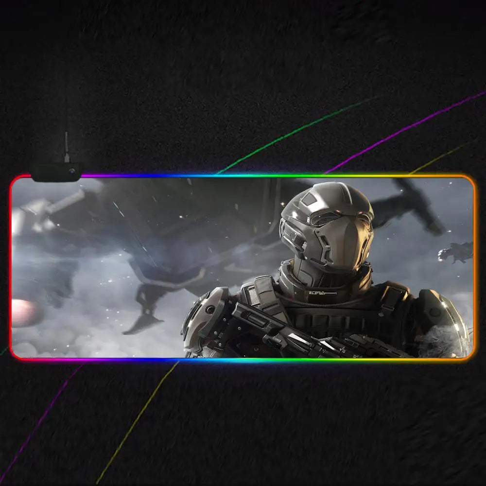 Star Citizen Mouse Pad RGB Gaming Mouse Pad XXL, Extended Surface, Non-Slip, Smooth, LED Lights, Perfect Desk Mat
