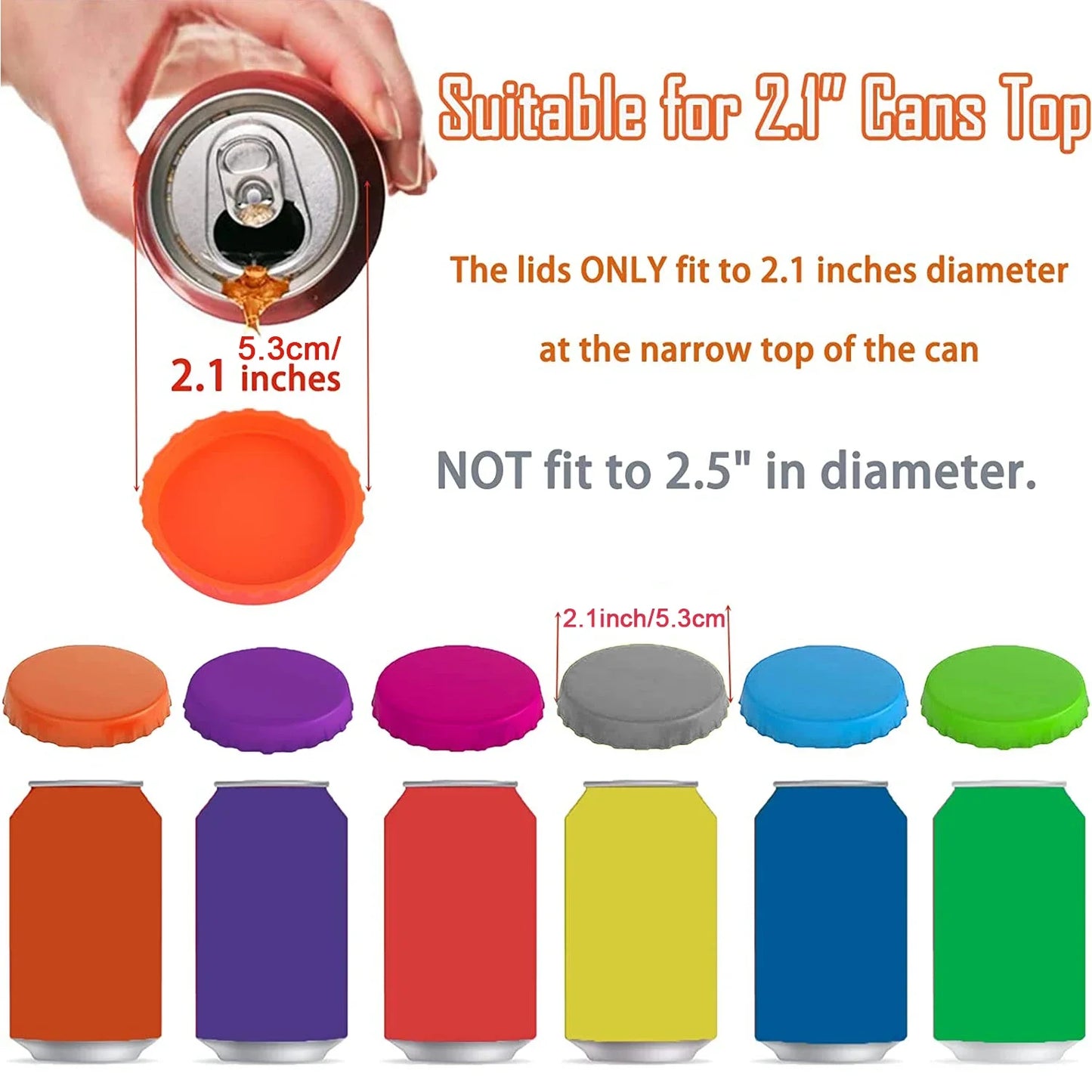 6Pcs Silicone Soda Can Cover Lids Reusable Silicone Soda Can Lids Beer Can Covers Pop Can Covers Spill Proof Silicone Can Covers