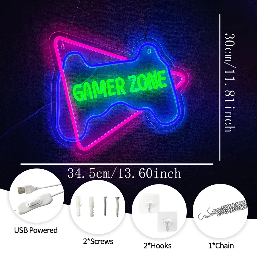 Game Zone Neon Signs for Gamer Room Decor,Gaming Light Neon Sign for Gaming Wall Decor,Led Neon Gaming Sign for Gamer Gifts Boys