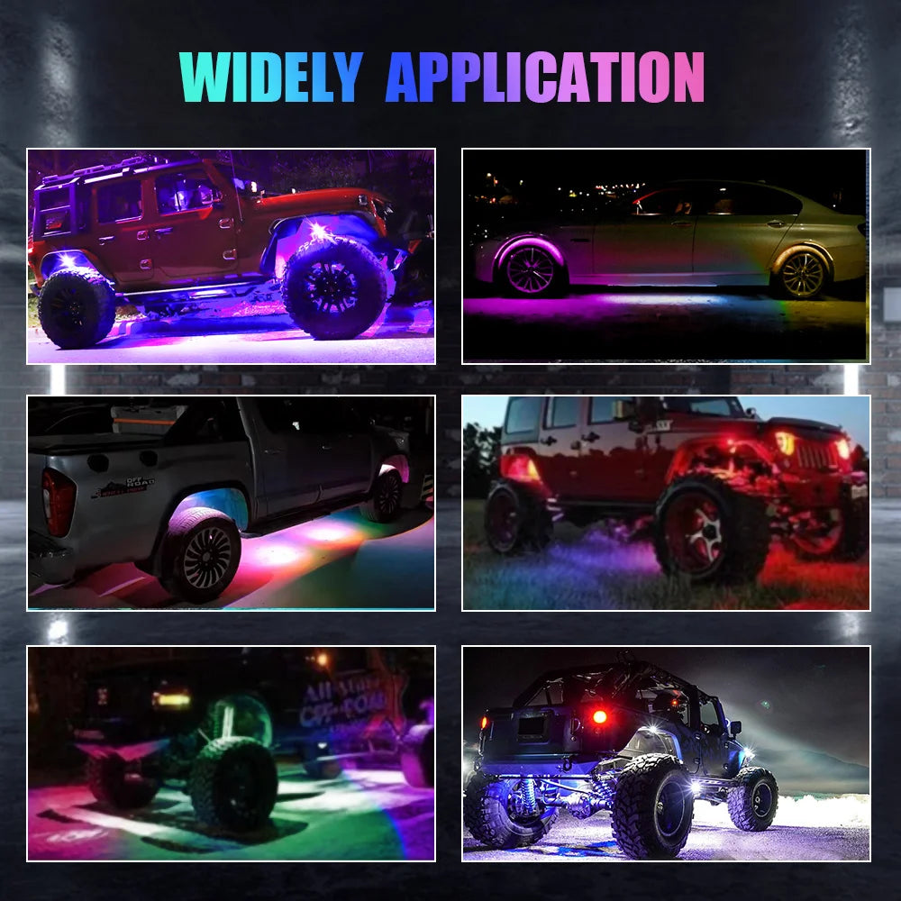 Latest Version Car Undergolw Light 4 in 1 RGB LED Rock Lamp Atmosphere Lights Cars Chassis Ambient Lighting APP Control