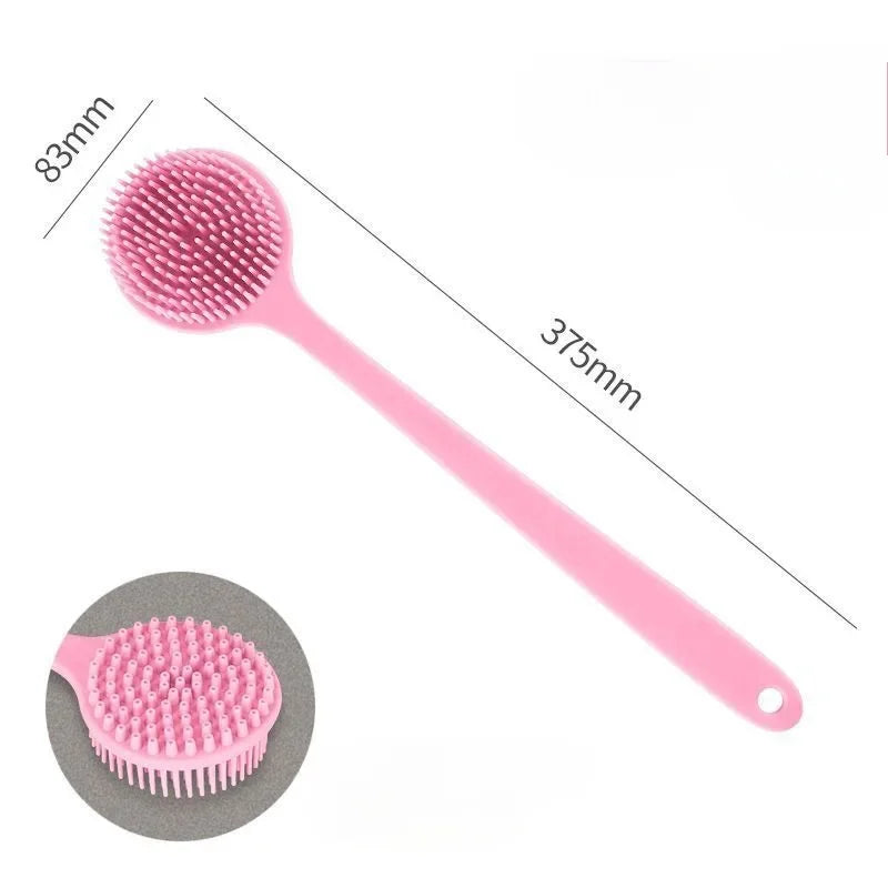 Silicone Back Scrubber Brush for Shower  Long Handle Body Deep Cleansing and Exfoliating Massage Double-Sided Soft Bristles