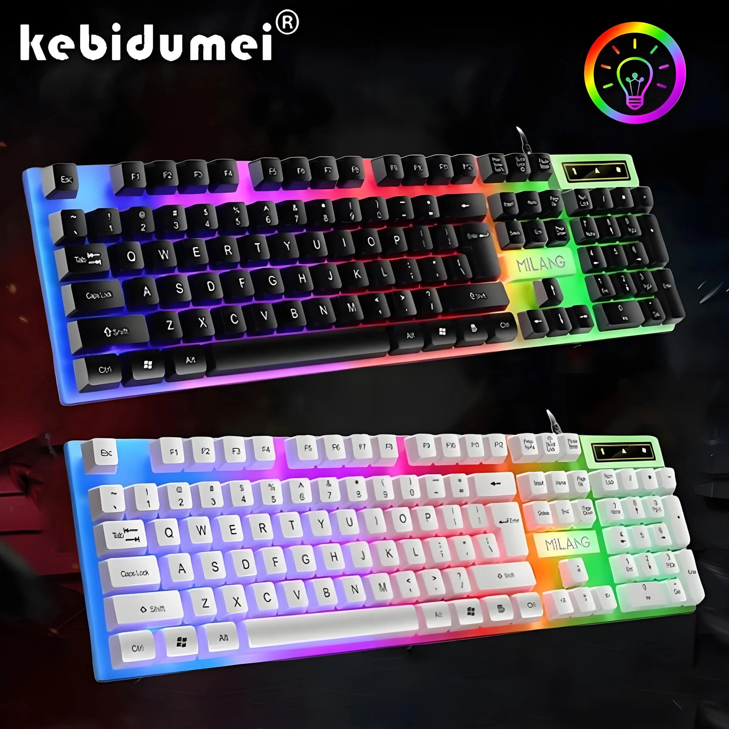 RGB Gaming Keyboard 104 Keys Mechanical Keyboard USB Wired Keyboard Seven Color Lights Keyboard for Computer Laptop PC Gamer