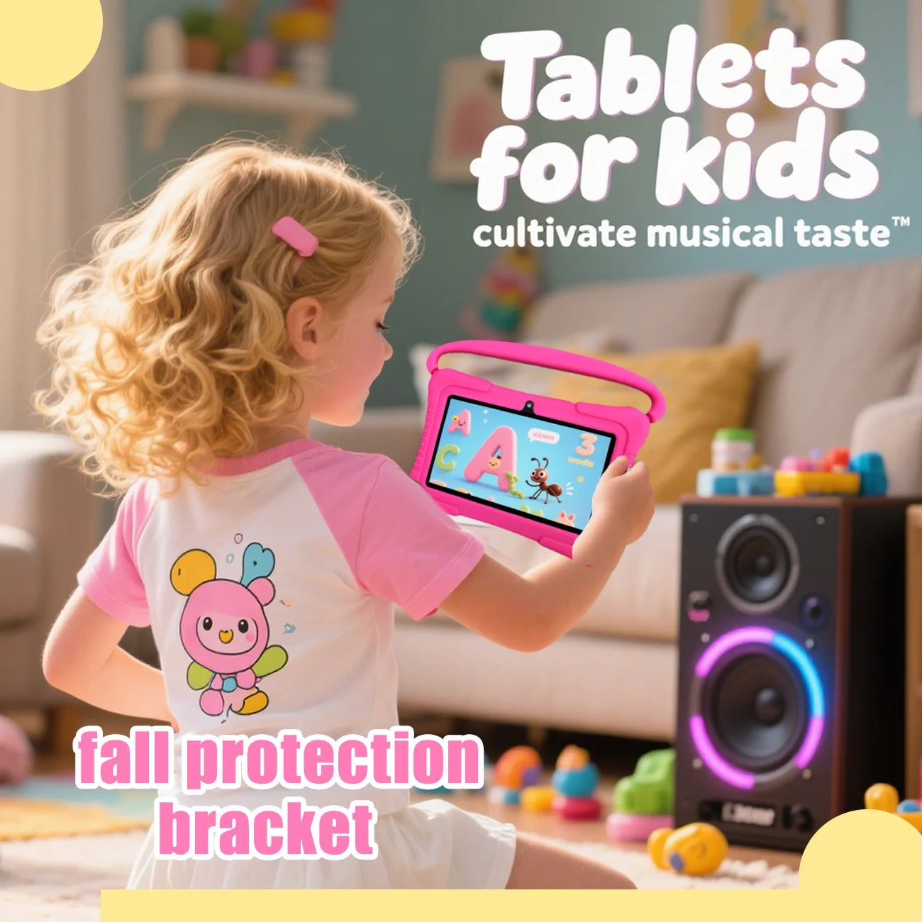 Kids Tablet 7 inch, Children Tablet with Parent Control,dual cameras, children's gifts for Christmas and birthday.Pink/Blue