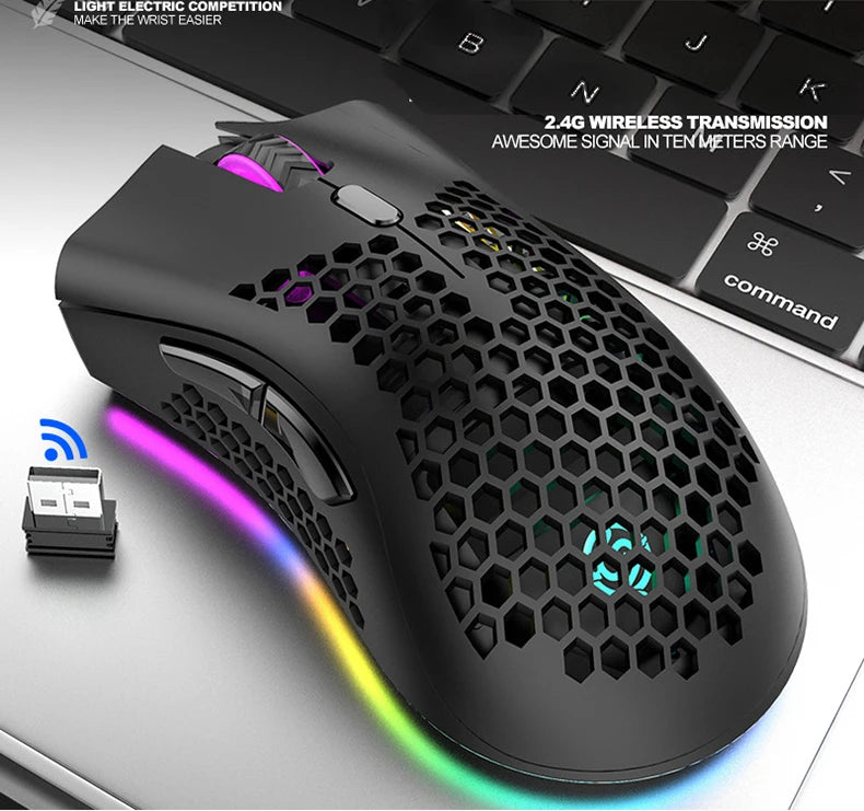 BM600 Rechargeable USB 2.4G Wireless RGB Light Honeycomb Gaming Mouse Desktop PC Computers Notebook Laptop Mice Mause Gamer Cute