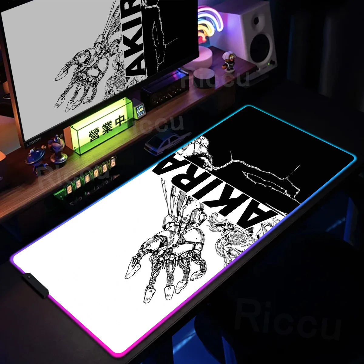 RGB Gaming Mouse Pad Anime AKIRA Keyboard Mousepad Large Computer LED Backlit Deskmat Xxl Gamer Decoracion Lock Edge Thicken Rug