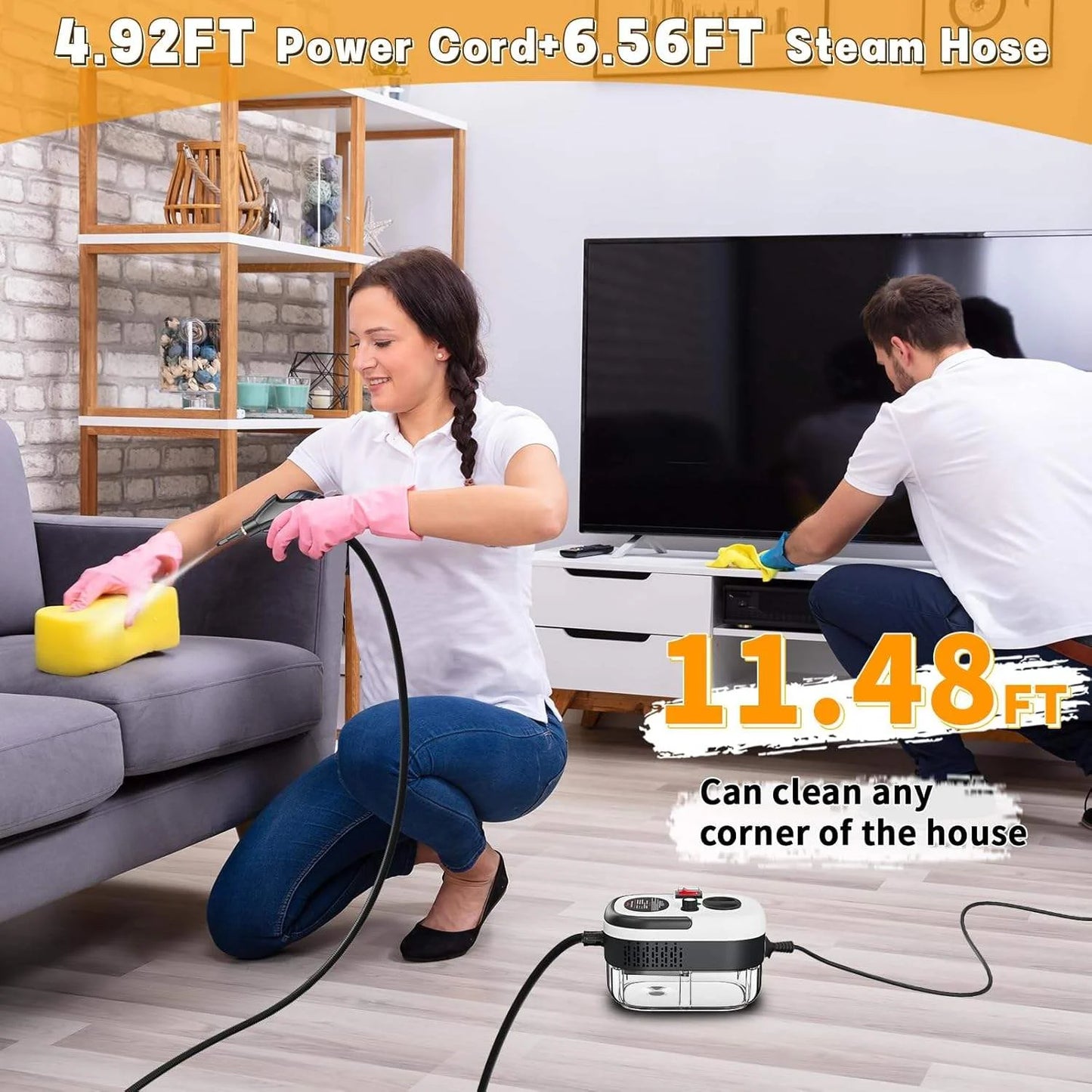 Portable 2500W High Temperature Steam Cleaner Machine with Brush Heads Electric for Cars Households Hotels 220V