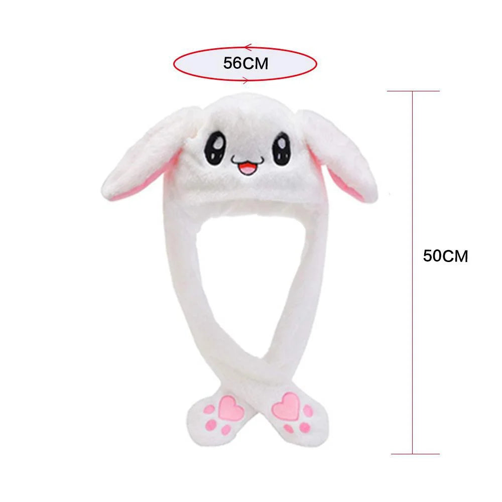 Rabbit Ear Hat Cute Cartoon Bunny Hat Ear Moving Kawaii  Bunny Ears Soft Plush Hat Cap Winter Hat for Fairy Birthday Gifts