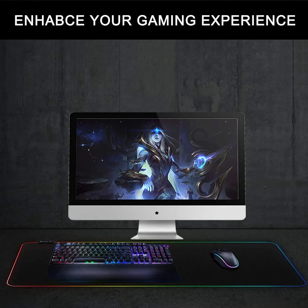 O-One-pieces RGB Pc Gamer Keyboard Mouse Pad Mousepad LED Glowing Mouse Mats Rubber Gaming Computer Mausepad