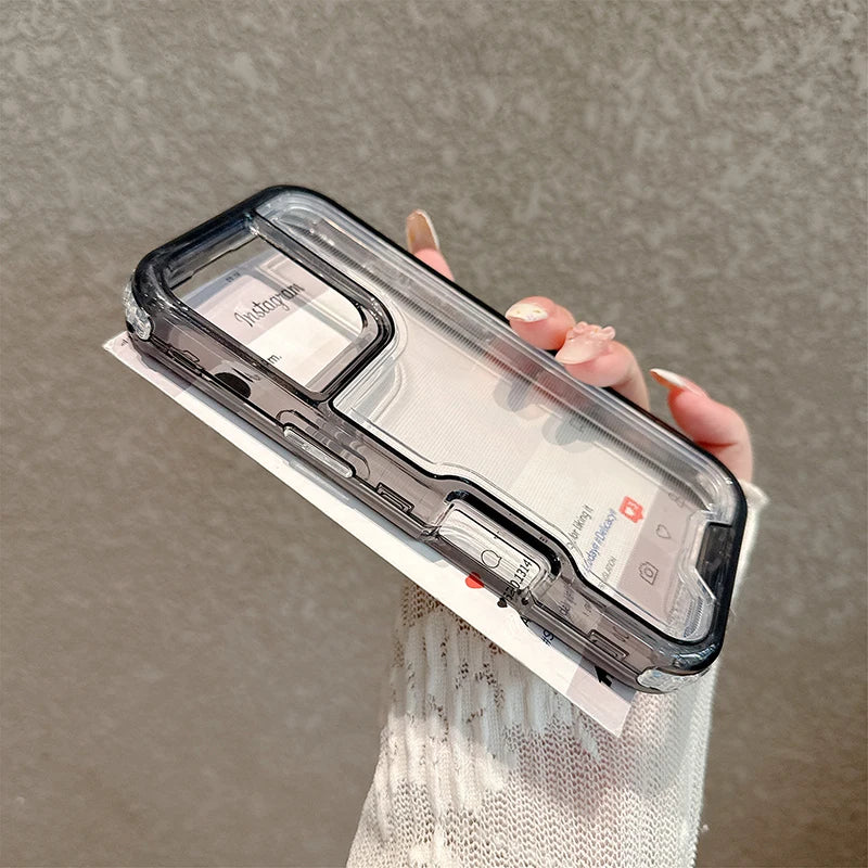 3 in 1 Transparent Heavy Duty Armor phone case for iPhone 17 16 15 14 13 12 11 Pro Max Air Plus full shockproof hard back cover