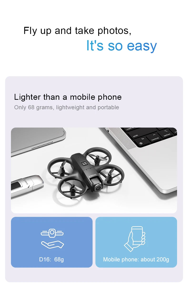 New D16 Mini Drone 8K HD Dual Camera Profesional 180° Electric Adjustable GPS Positioning Obstacle avoidance Bushless UA