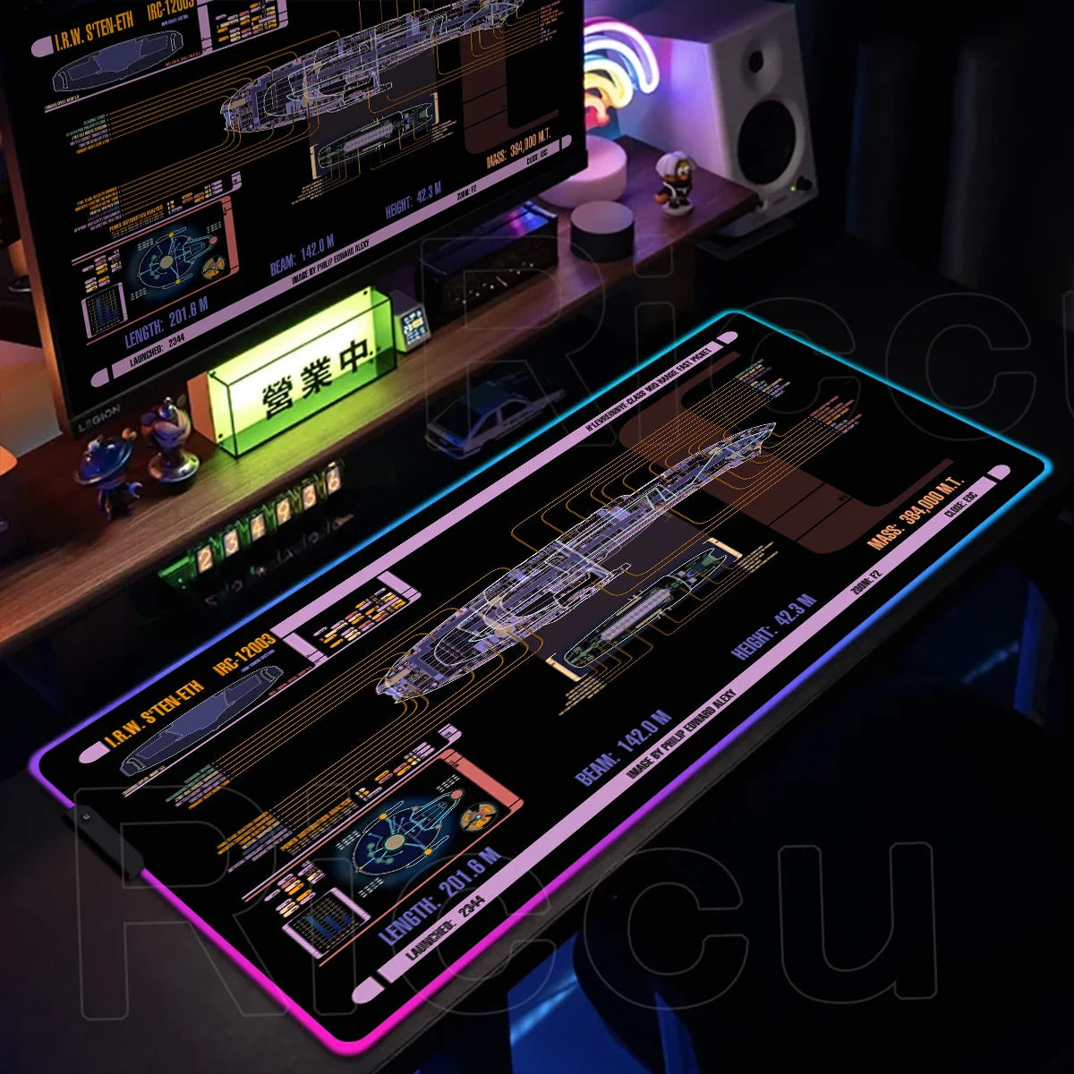 RGB Pc Gamer S-Star Treks Keyboard Expansion Mouse Pad LED Glowing Mat Rubber Backlight Gaming Computer Laptop Home Office Setup