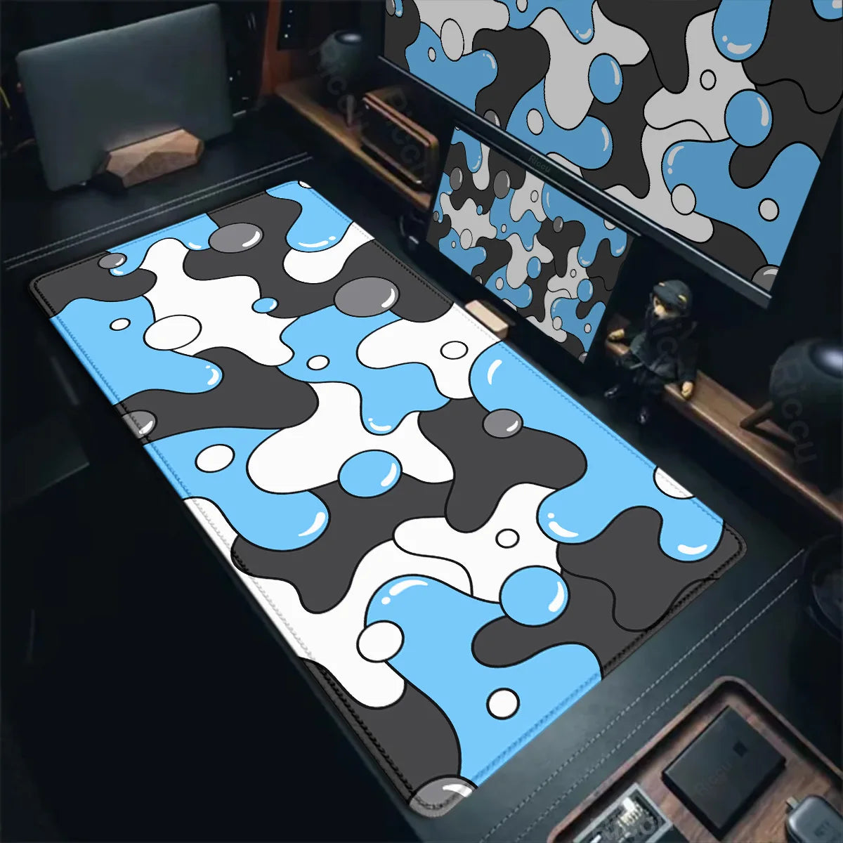 Gaming Mouse Pad Large Size Table Pad Blue & White Strata Liquid Mousepad XXL Computer Play Mat Rubber Mausepad Keyboard Deskmat