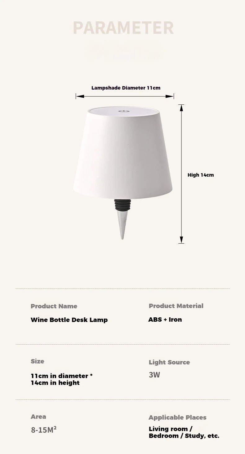 LED Bottle Lamp Creative Headlight Embedded Portable Rechargeable RGB Dimmable for Bar Restaurant Camping Decor