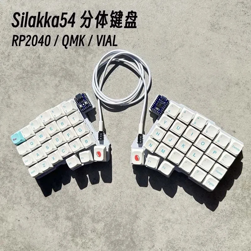 Silakka54 Ergonomic Split Mechanical Keyboard Hot Swappable QMK VIAL Programmable RP2040 Zero for PC Gaming Custom Keyboard Gift
