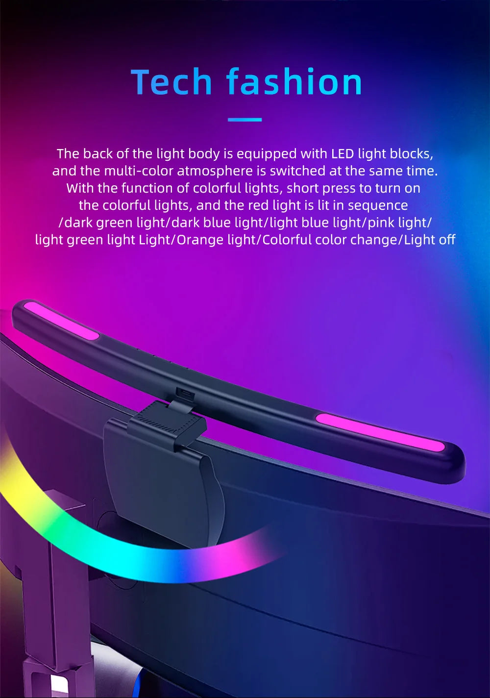 RGB Backlight LED Lightbar Computer Laptop Esport Level Lighting Room Decoration Desk Screen Light Bar Monitor Led Light Fixture