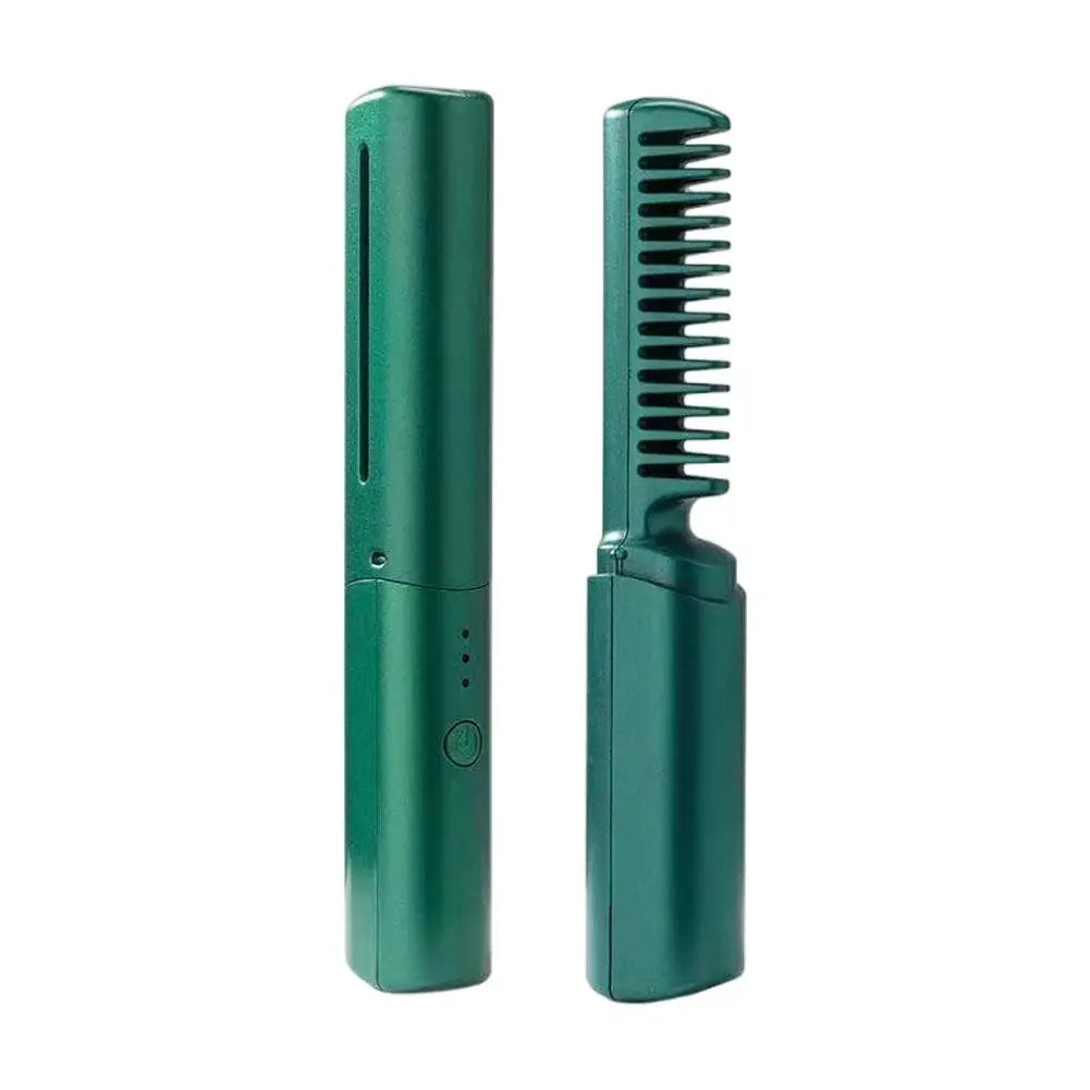 Cordless Hair Straightening Brush Negative Ion Fast Heating USB Charging Straight Curler Dual Use Home Travel Women Brush