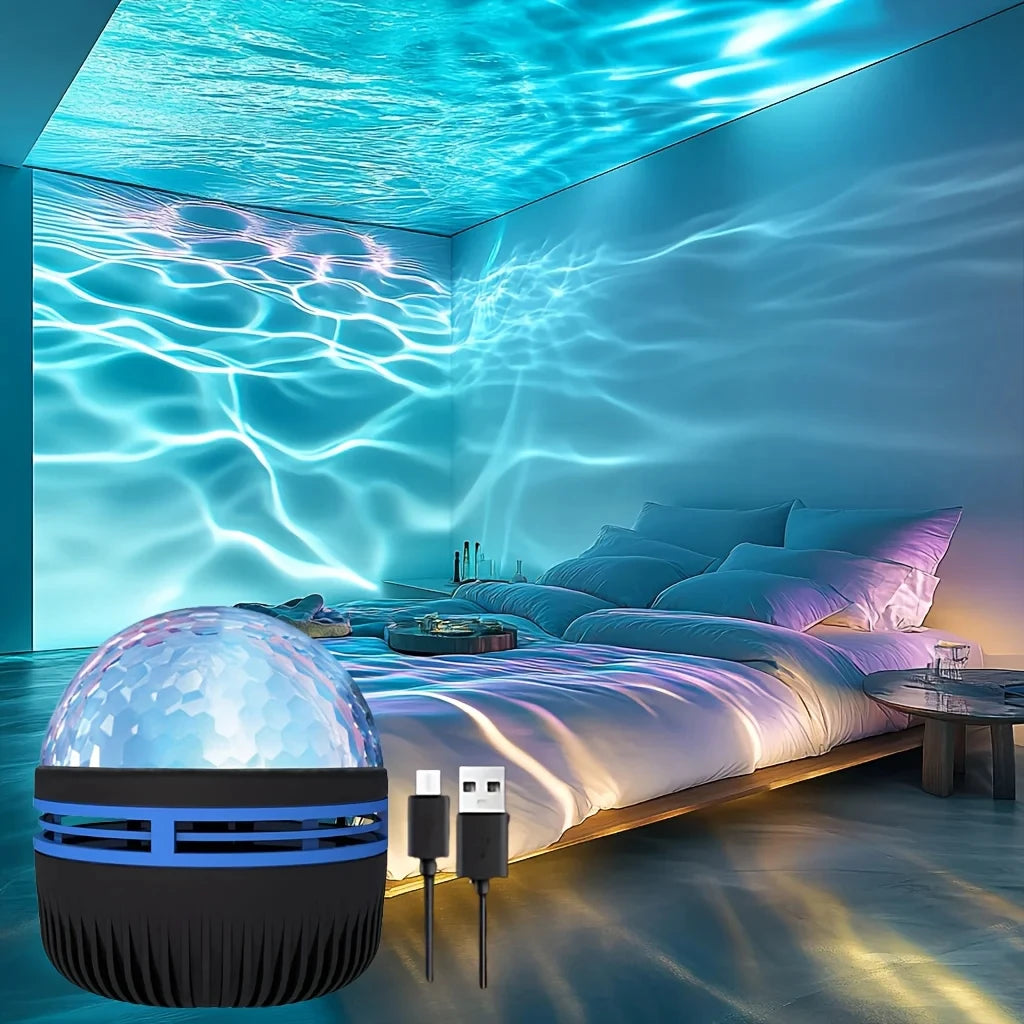 Water Ripples Night Light LED Sky Porjection Lamp USB Plug-in Use Remote Control Night Lamp Home Bedroom KTV Atmosphere Decor